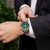 Seiko 5 Sports SKX GMT Automatic Green Dial Silver Steel Strap Watch For Men - SSK035K1 Authentic Buy Shop Now