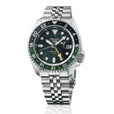 Seiko 5 Sports SKX GMT Automatic Green Dial Silver Steel Strap Watch For Men - SSK035K1 Authentic Buy Shop Now
