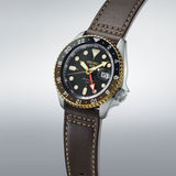 Seiko 5 Sports SKX GMT Automatic Mocha Black Dial Brown Leather Strap Watch For Men - SSK036K1 Authentic Buy Shop Now