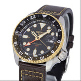 Seiko 5 Sports SKX GMT Automatic Mocha Black Dial Brown Leather Strap Watch For Men - SSK036K1 Authentic Buy Shop Now