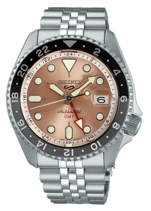Seiko 5 Sports GMT Thong Sia Limited Edition Brown Dial Silver Steel Strap Watch for Men - SSK043K1 Authentic Buy Shop Now