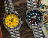 Seiko 5 Sport SKX GMT US Special Creation Automatic Yellow Dial Silver Steel Strap Watch for Men - SSK017K1 Authentic Buy Shop Now