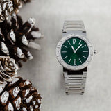 Bvlgari Bvlgari Bvlgari Lady Green Dial Silver Steel Strap Watch for Women - BVLGARI103693 Authentic Buy Shop Now