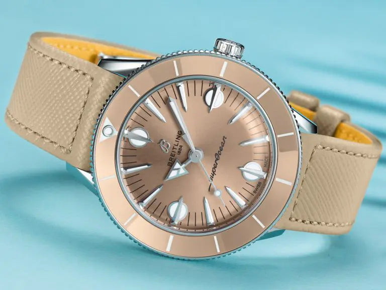 Breitling Superocean Heritage '57 Brown Dial Beige Leather Strap Watch for Women - A10340A41A1X1 Authentic Buy Shop Now