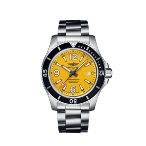 Breitling Superocean Automatic 44mm Yellow Dial Silver Steel Strap Watch for Men - A17375211/1A1 Authentic Buy Shop Now