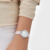 Swarovski Lovely Crystals Silver Dial Pink Leather Strap Watch for Women - 5261493 Authentic Buy Shop Now