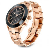 Swarovski Octea Lux Sport Chronograph Black Dial Rose Gold Steel Strap Watch for Women - 5610478 Authentic Buy Shop Now