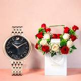 Swarovski Crystalline Chic Analog Black Dial Rose Gold Steel Strap Watch for Women - 5544587 Authentic Buy Shop Now