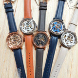 Fossil Boyfriend Automatic Skeleton Silver Dial Brown Leather Strap Watch for Women - ME3109 Authentic Buy Shop Now
