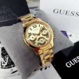 Guess Mini Sunrise Quartz Gold Dial Gold Steel Strap Watch For Women - W0448L2 Authentic Buy Shop Now