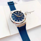 Salvatore Ferragamo F-80 Blue Dial Blue Rubber Strap Watch For Men - SFHY01122 Authentic Buy Shop Now