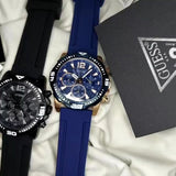 Guess Commander Black Dial Black Rubber Strap Watch for Men - GW0211G3 Authentic Buy Shop Now