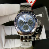 Guess Odyssey Quartz Blue Dial Gunmetal Steel Strap Watch For Men - W1107G5 Authentic Buy Shop Now