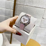Michael Kors Multifunction Silver Dial Pink Leather Strap Watch For Women - MK7206 Authentic Buy Shop Now