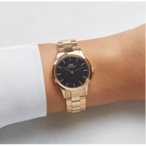 Daniel Wellington Iconic Link Black Dial Rose Gold Steel Strap Watch for Women - DW00100212 Authentic Buy Shop Now