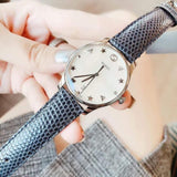Gucci G-Timeless Signature Mother of Pearl Silver Dial Blue Leather Strap Watch For Women - YA1264049 Authentic Buy Shop Now