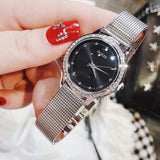 Guess Chelsea Crystals Black Dial Silver Mesh Bracelet Watch For Women - W0647L5 Authentic Buy Shop Now