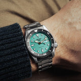 Seiko 5 Sports SKX Midi Automatic Teal Dial Silver Steel Strap Watch For Men - SRPK33K1 Authentic Buy Shop Now
