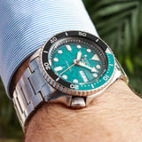 Seiko 5 Sports SKX Skeleton Green Dial Silver Steel Strap Watch For Men - SRPJ45K1 Authentic Buy Shop Now