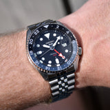 Seiko 5 Sports GMT SKX Automatic Blueberry Dial Silver Steel Strap Watch For Men - SSK003K1 Authentic Buy Shop Now