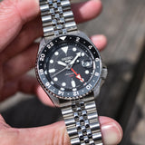 Seiko 5 Sports Automatic GMT Black Dial Silver Steel Strap Watch For Men - SSK001K1 Authentic Buy Shop Now
