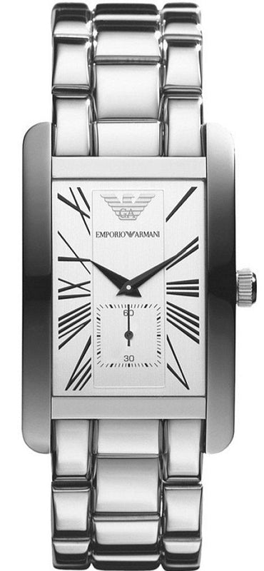 Emporio Armani Classic White Dial Silver Steel Strap Watch For Men - AR0145 Authentic Buy Shop Now