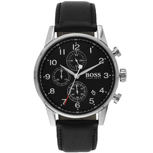 Hugo Boss Navigator Black Dial Black Leather Strap Watch for Men - 1513678 Authentic Buy Shop Now