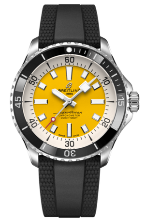 Breitling Superocean Automatic 42mm Yellow Dial Black Rubber Strap Watch for Men - A17375211/1S1 Authentic Buy Shop Now