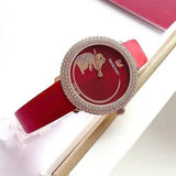 Swarovski Crystal Frost Red Dial Red Leather Strap Watch for Women - 5519226 Authentic Buy Shop Now