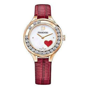 Swarovski Lovely Crystals Analog White Dial Red Leather Strap Watch for Women - 5297584 Authentic Buy Shop Now