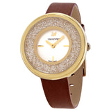 Swarovski Crystalline Pure White Dial Brown Leather Strap Watch for Women - 5275040 Authentic Buy Shop Now