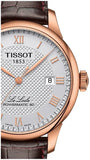 Tissot Le Locle Powermatic 80 Silver Dial Brown Leather Strap Watch For Men - T006.407.36.033.00 Authentic Buy Shop Now