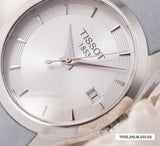 Tissot T Classic Couturier Silver Dial Light Blue Leather Strap Watch For Women - T035.210.16.031.02 Authentic Buy Shop Now