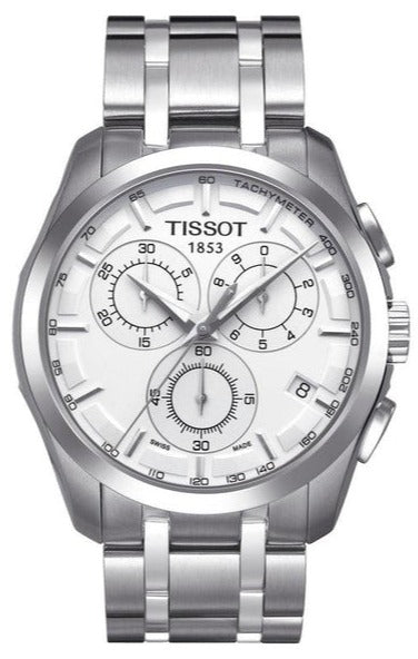 Tissot T Classic Couturier Chronograph White Dial Silver Steel Strap Watch For Men - T101.617.11.031.00 Authentic Buy Shop Now