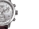 Tissot PRC 200 Chronograph Silver Dial Brown Leather Strap Watch For Men - T055.417.16.037.00 Authentic Buy Shop Now