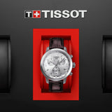 Tissot PRC 200 Chronograph Silver Dial Brown Leather Strap Watch For Men - T055.417.16.037.00 Authentic Buy Shop Now