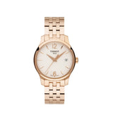 Tissot T Classic Tradition Lady White Dial Rose Gold Steel Strap Watch for Women - T063.210.33.037.00 Authentic Buy Shop Now