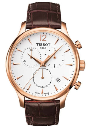 Tissot T Classic Tradition Chronograph White Dial Brown Leather Strap Watch For Men - T063.617.36.037.00 Authentic Buy Shop Now