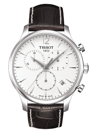 Tissot T Classic Tradition Chronograph White Dial Brown Leather Strap Watch For Men - T063.617.16.037.00 Authentic Buy Shop Now