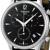 Tissot Tradition Chronograph Black Dial Black Leather Strap Watch For Men - T0636171605700 Authentic Buy Shop Now