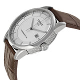 Tissot Gentleman Powermatic 80 Silicium Silver Dial Brown Leather Strap Watch For Men - T127.407.16.031.00 Authentic Buy Shop Now