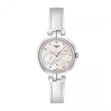 Tissot T Trend Flamingo Valentines Mother of Pearl White Dial White Leather Strap Watch For Women - T094.210.16.111.01 Authentic Buy Shop Now