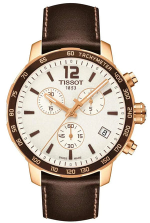 Tissot Quickster Chronograph White Dial Brown Leather Strap Watch For Men - T095.417.36.037.02 Authentic Buy Shop Now