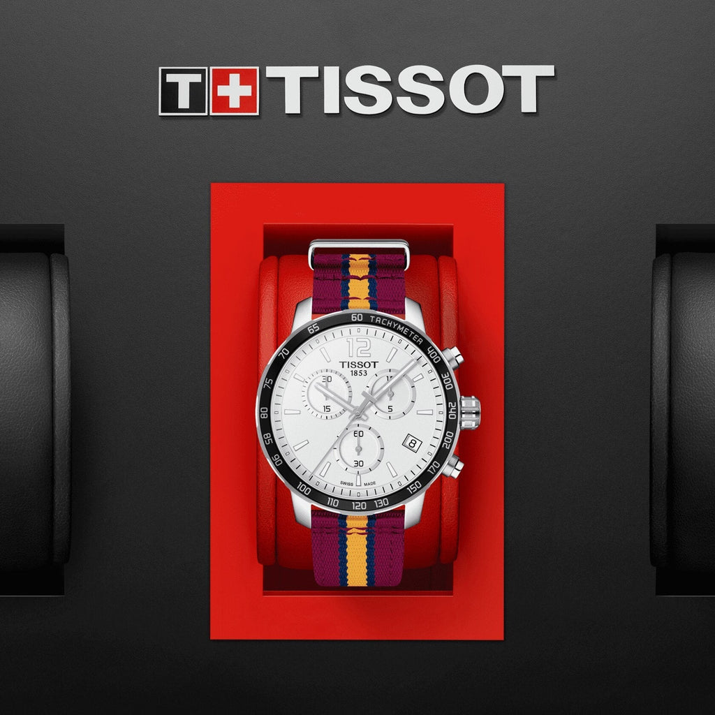 Tissot Quickster Chronograph NBA Miami Heat Edition White Dial Two Tone NATO Strap Watch for Men - T095.417.17.037.08 Authentic Buy Shop Now