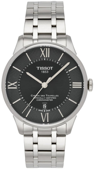 Tissot T Classic Chemin Des Tourelles Chronometer Black Dial Silver Steel Strap Watch For Men - T099.408.11.058.00 Authentic Buy Shop Now