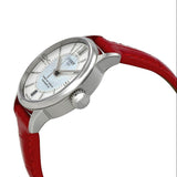 Tissot Chemin Des Tourelles Powermatic 80 Mother of Pearl White Dial Red Leather Strap Watch For Women - T099.207.16.118.00 Authentic Buy Shop Now