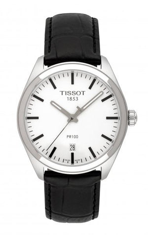 Tissot T Classic PR 100 White Dial Black Leather Strap Watch for Men - T101.410.16.031.00 Authentic Buy Shop Now