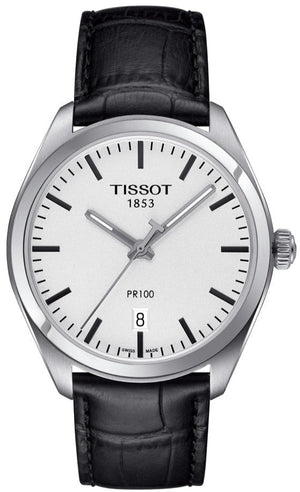 Tissot T Classic PR 100 White Dial Black Leather Strap Watch for Men - T101.410.16.031.00 Authentic Buy Shop Now