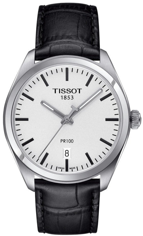 Tissot T Classic PR 100 White Dial Black Leather Strap Watch for Men - T101.410.16.031.00 Authentic Buy Shop Now