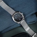 Tissot PR 100 Chronograph Blue Dial Silver Mesh Bracelet Watch for Men - T101.417.11.041.00 Authentic Buy Shop Now